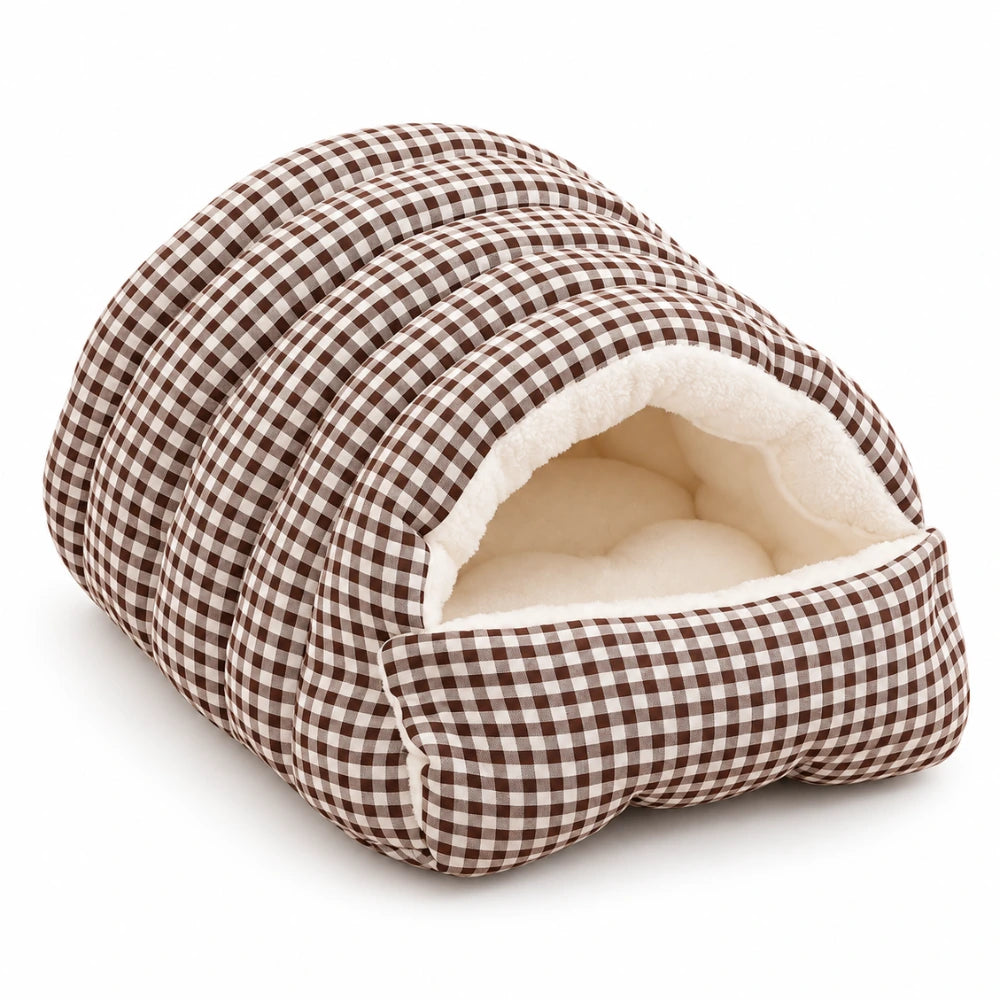Plaid Dog Cave Bed