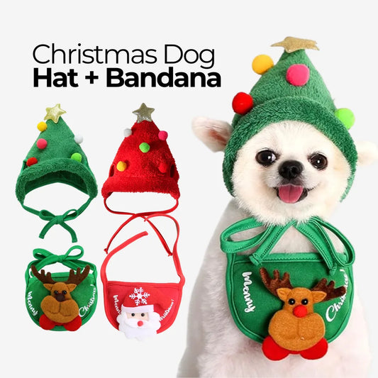 Christmas Dog Bib & Hat Set