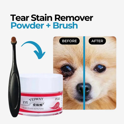 Eye Tear Stain Remover for Dogs - Powder + Brush