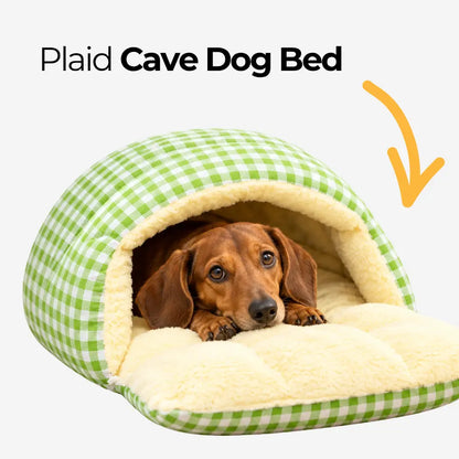 Plaid Dog Cave Bed