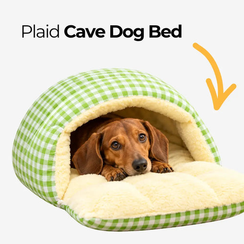 Plaid Dog Cave Bed