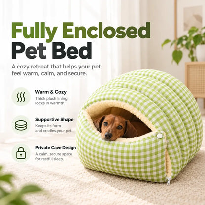 Plaid Dog Cave Bed