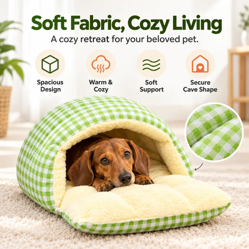 Plaid Dog Cave Bed