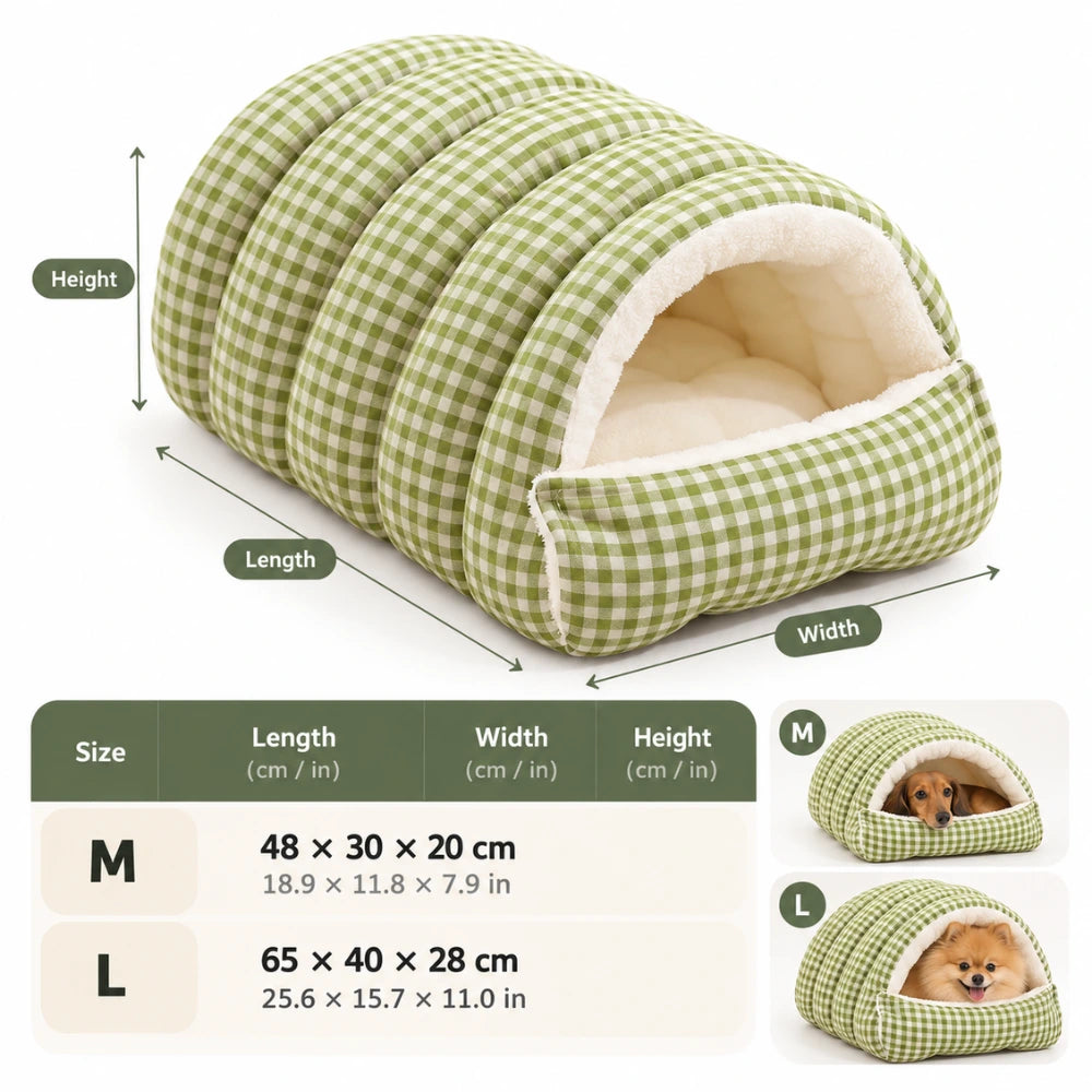 Plaid Dog Cave Bed