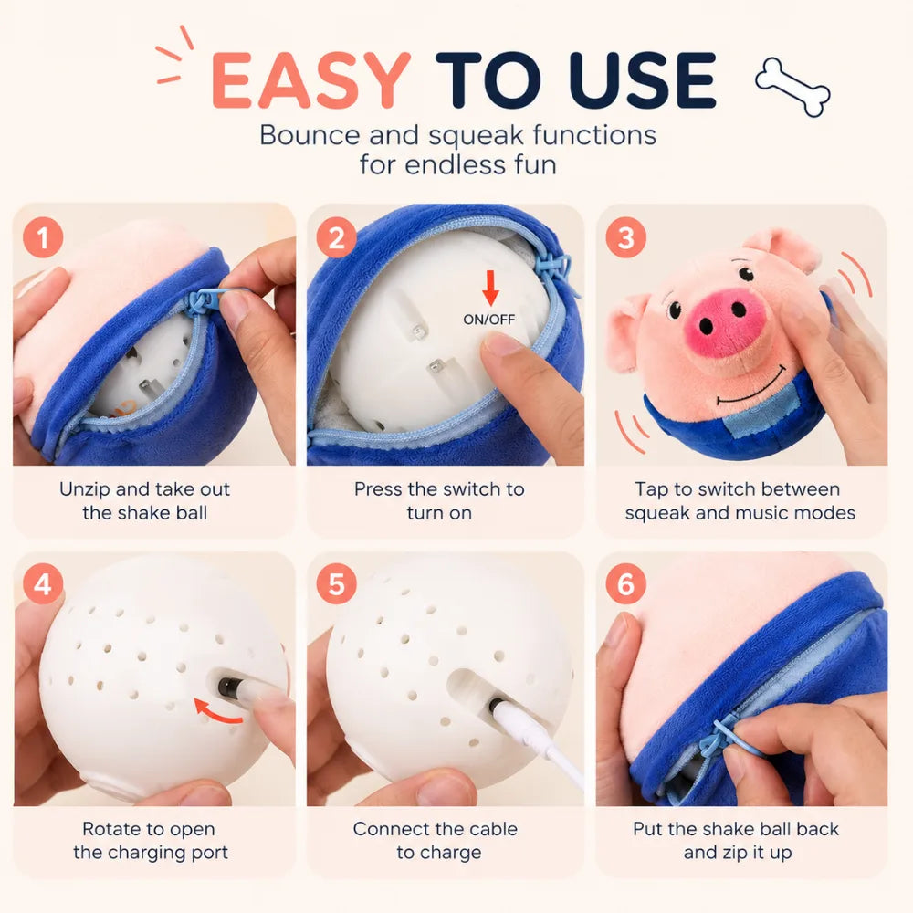 Squeaky Moving Pig Toy